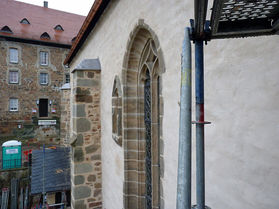 Abbau des Gerüstes an der Südseite (Foto: Karl-Franz Thiede)